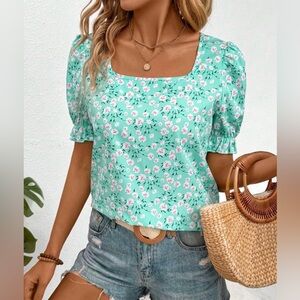 Floral Green Women's Top
